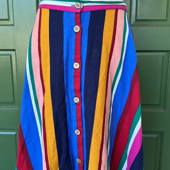 Truly 4 You Colorful Vertical Stripe Button Up Skirt. - Picture 2 of 8